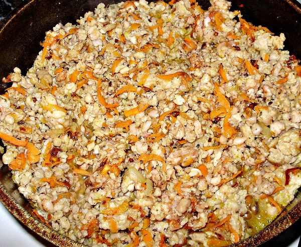 Гречка по купечески с фаршем и грибами