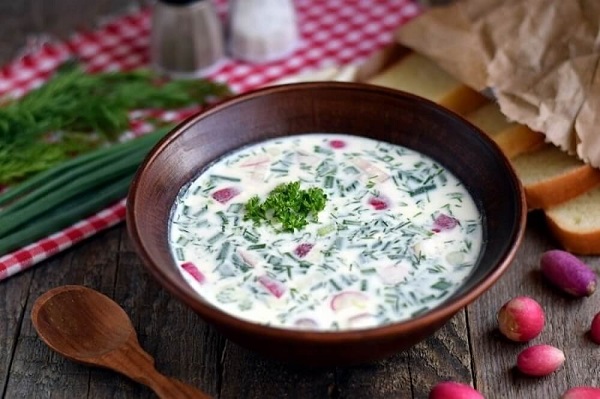 Окрошка на бульоне с курицей классический рецепт