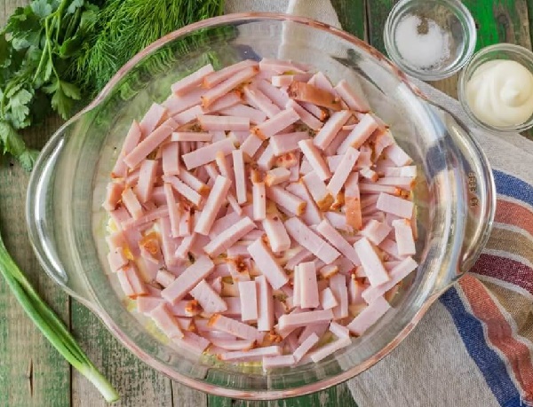 Грибная поляна салат с шампиньонами и курицей