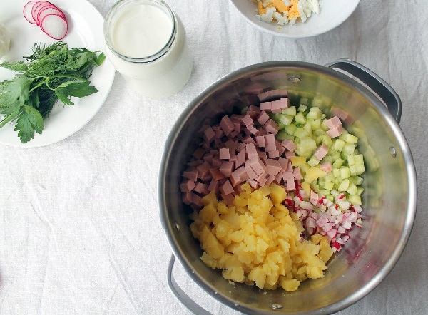 Окрошка рецепт классическая с мясом на кефире