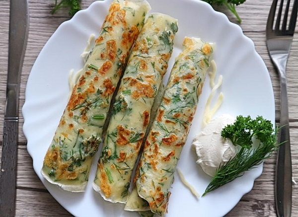 Блины с сыром и зеленью рецепт