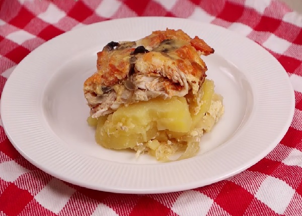 Курица в духовке с картошкой и грибами