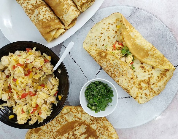 Рецепт блинов с мясом на молоке