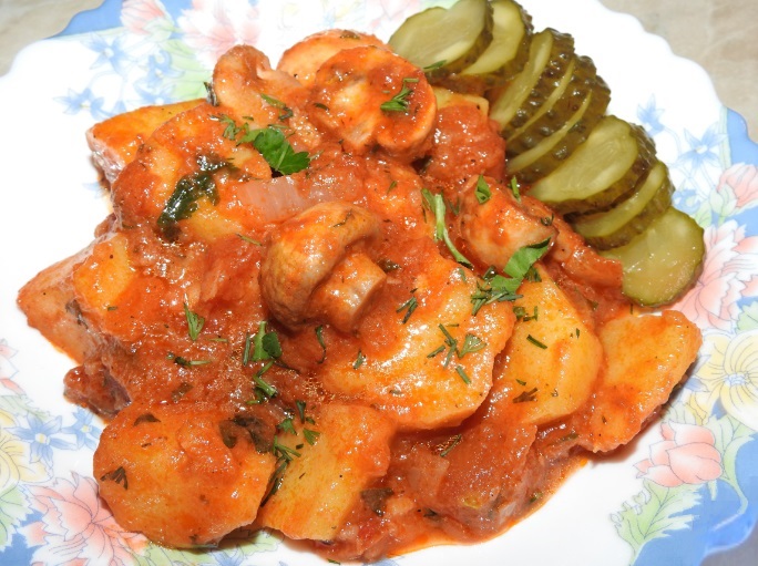 Картофель с грибами в духовке пошаговый рецепт